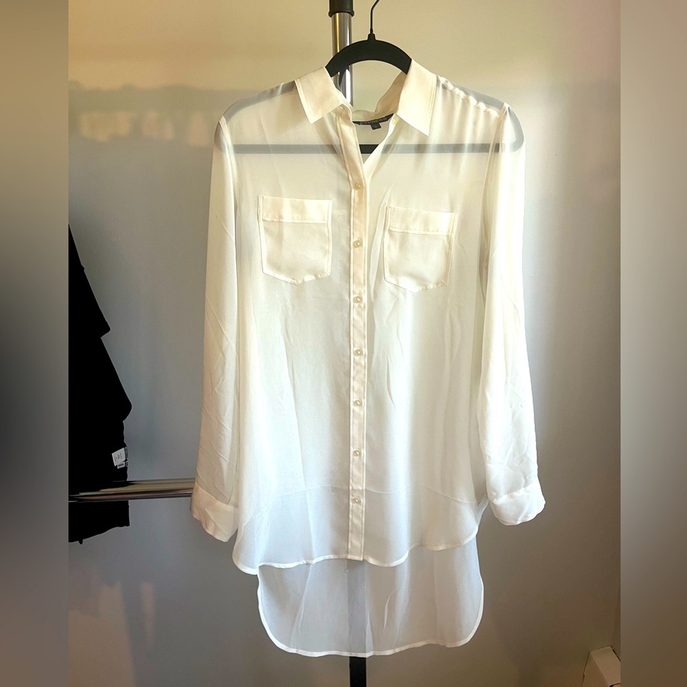 Express oversized cream button down blouse size small